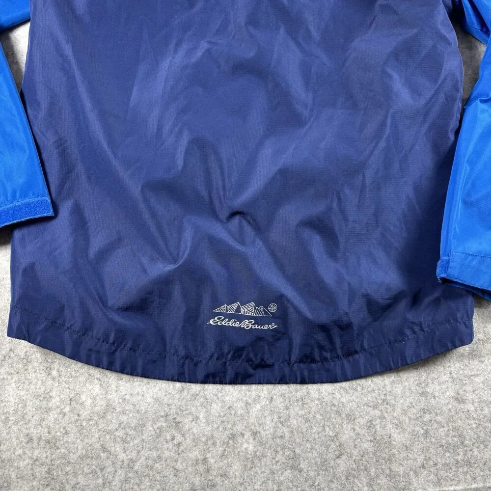 Eddie Bauer Youth Boys Large 14-16 Dual Full Zip Rain Jacket Windbreaker Blue